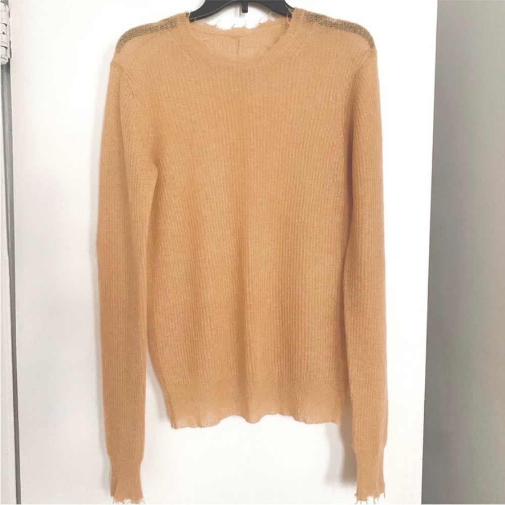 Helmut Lang brown/tan feather weight Italian mohair blend sweater size S (4 US)